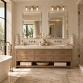 Load image into Gallery viewer, a beveled wall mirror above each sink in this new bathroom
