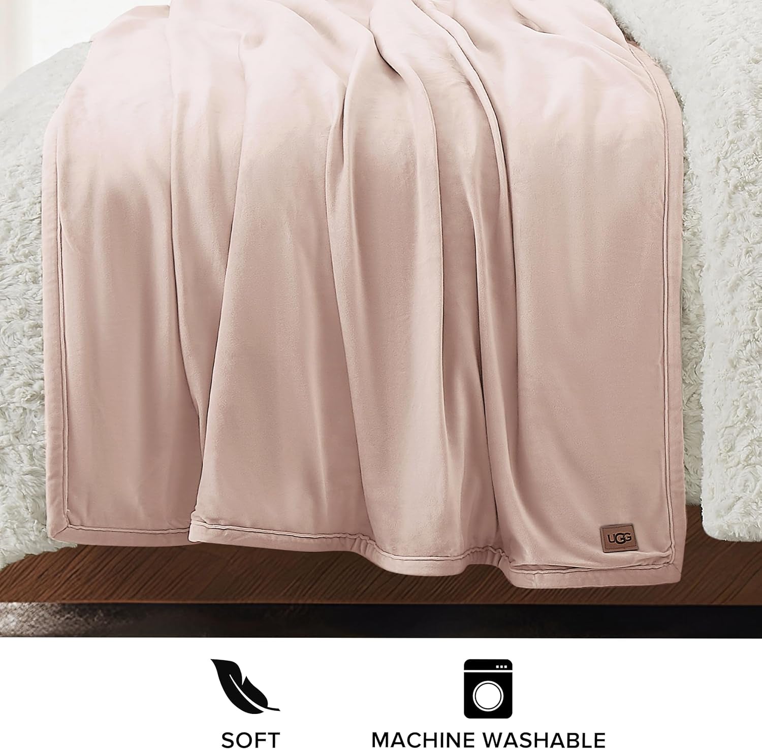 Bliss Throw Blanket Plush Soft Fleece Fluffy Blankets for Bed or Couch Oversized Warm Reversible Machine Washable Medium Weight Home Decor Giftable Throw, 50-Inch X 70-Inch, Quartz Pink