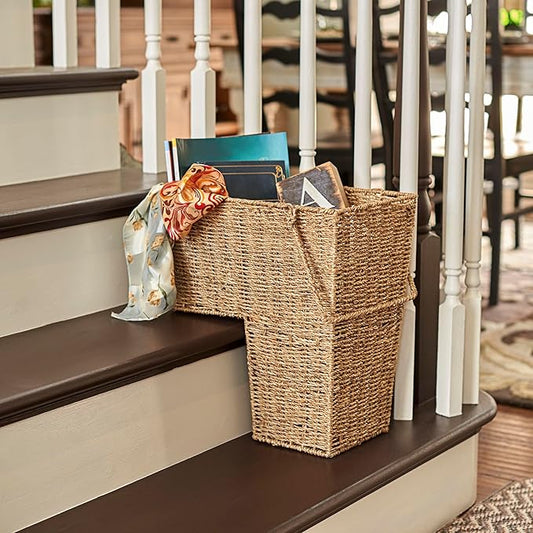 Wicker Brown Storage Stairs Basket