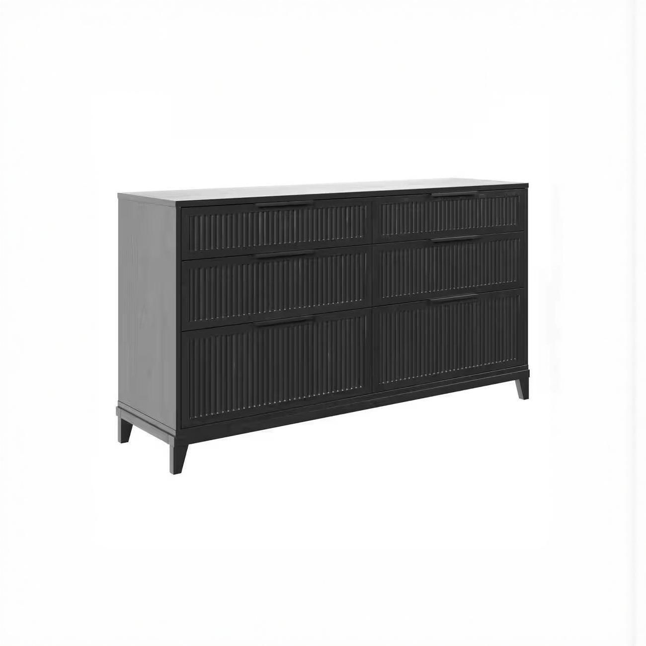 Black Wooden Reeded Dresser