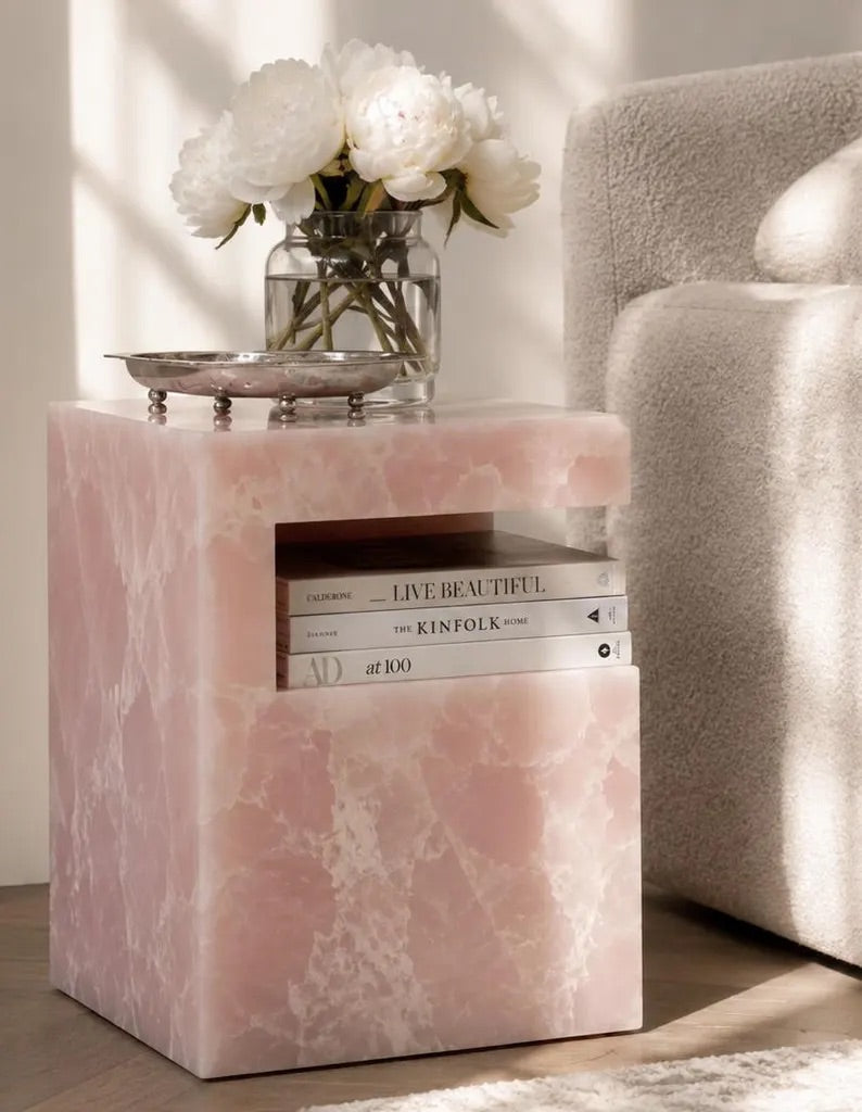 Harper Pink Onyx Stone Table