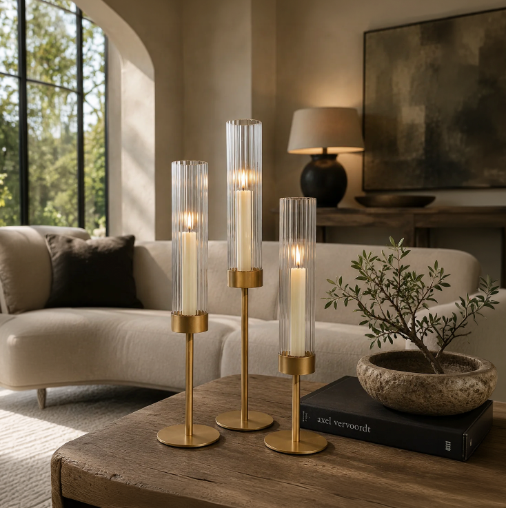 GOLD CANDLE HOLDER 3 PC