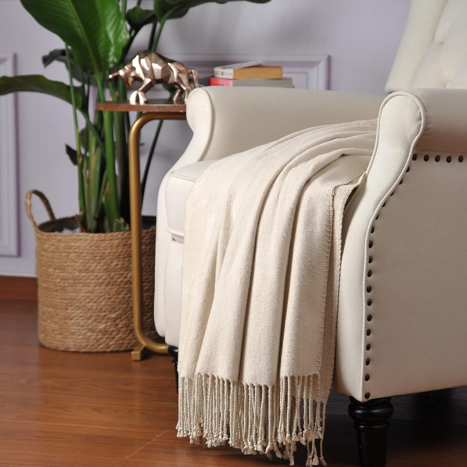 Silk Throw Blanket Ivory