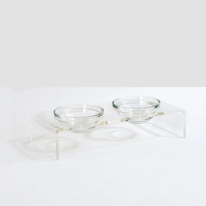 Glass Bowl Clear Elevated Feeder