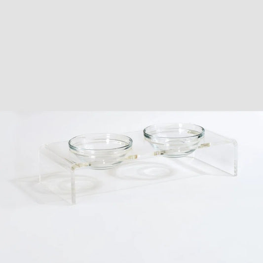 Glass Bowl Clear Elevated Feeder