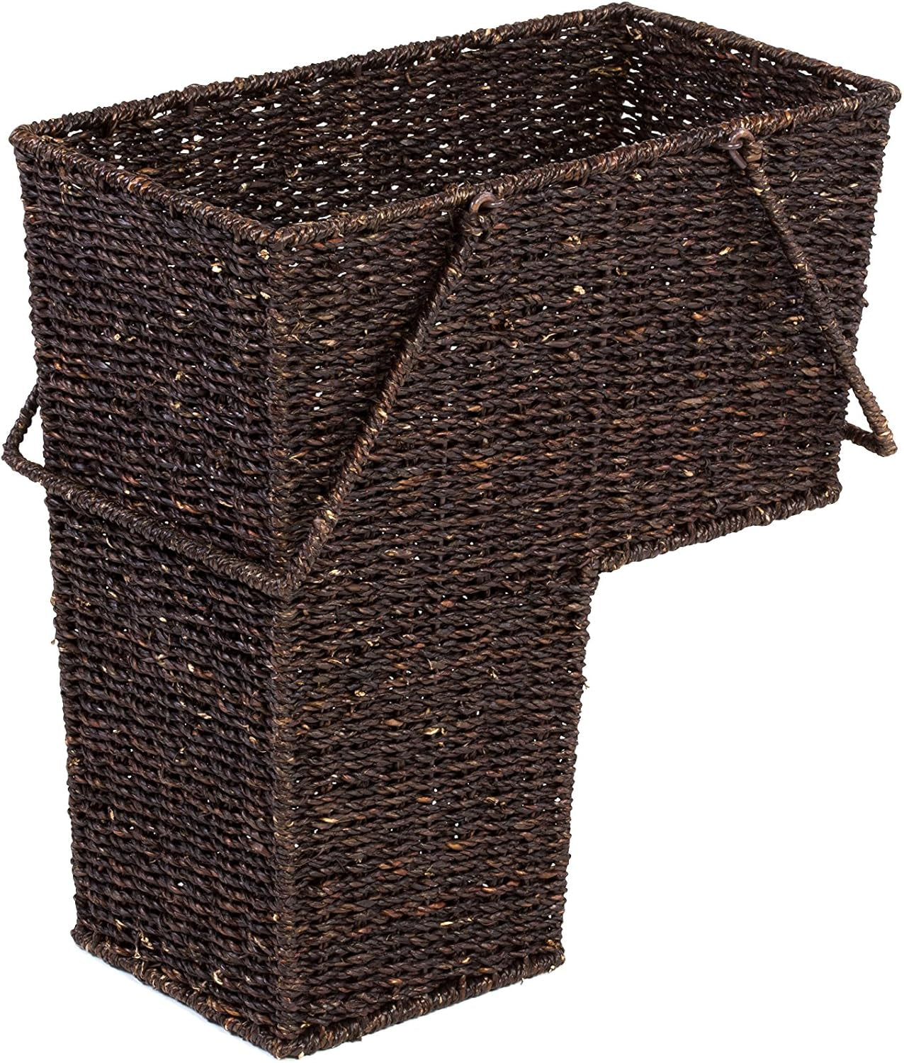 Wicker Storage Stair Basket with Handles