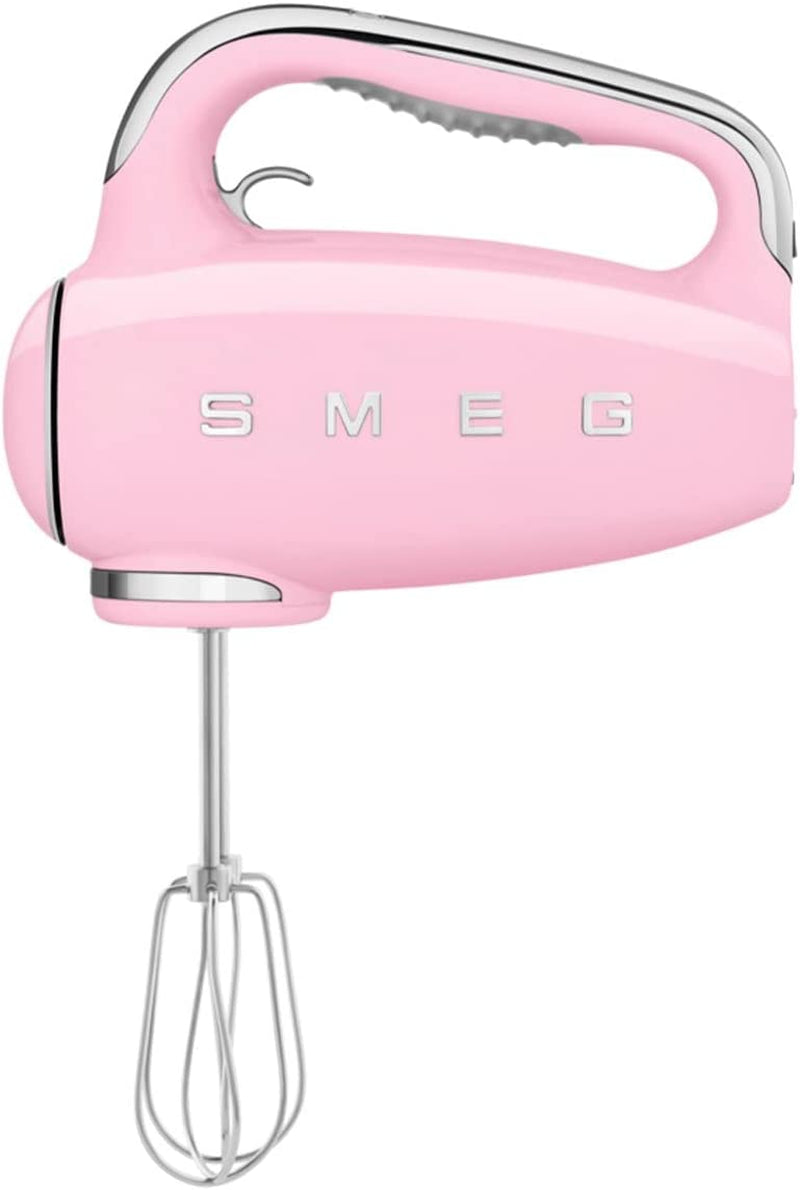 Pink 50'S Retro Style Electric Hand Mixer with Set of Dough Hooks, Set of Beaters, and Set of Whisks