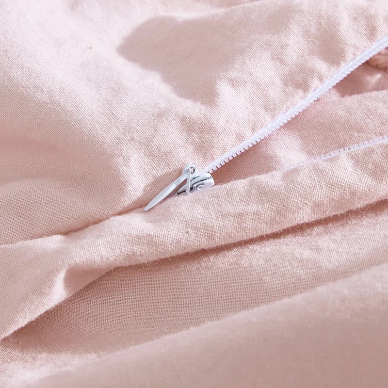 Rose Cotton Pink Duvet Cover Set