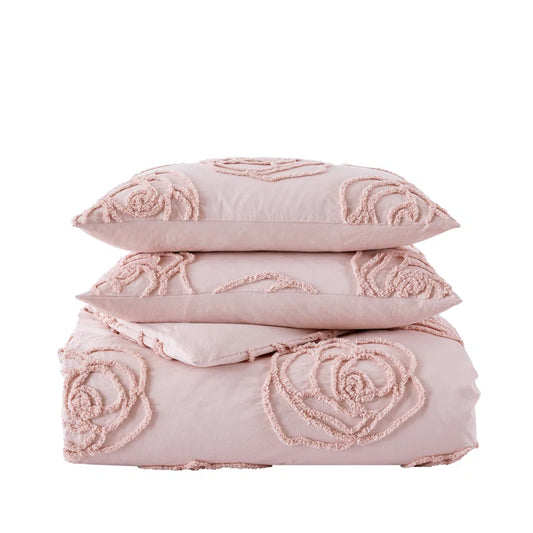 Rose Cotton Pink Duvet Cover Set