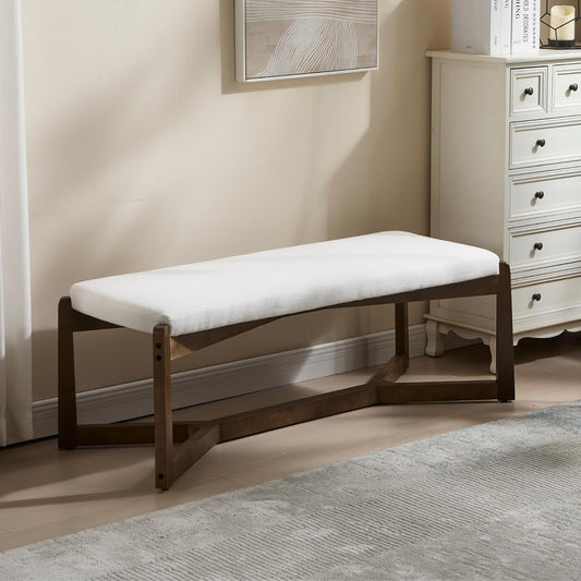 Mid Century Modern Linen Bench