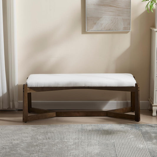 Mid Century Modern Linen Bench