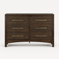Load image into Gallery viewer, 6 drawer dresser with gold handles with a white background
