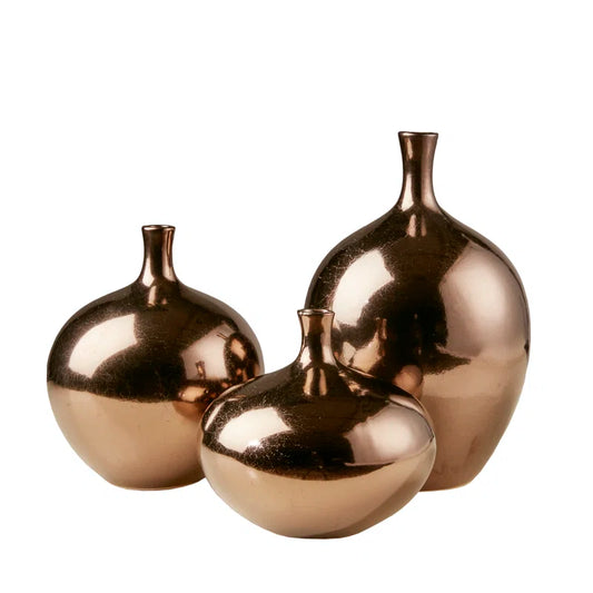 Ansen Mirrored Decorative Vases 3-Piece