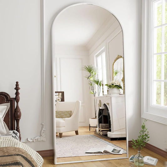 WHITE ARCHED FLOOR MIRROR