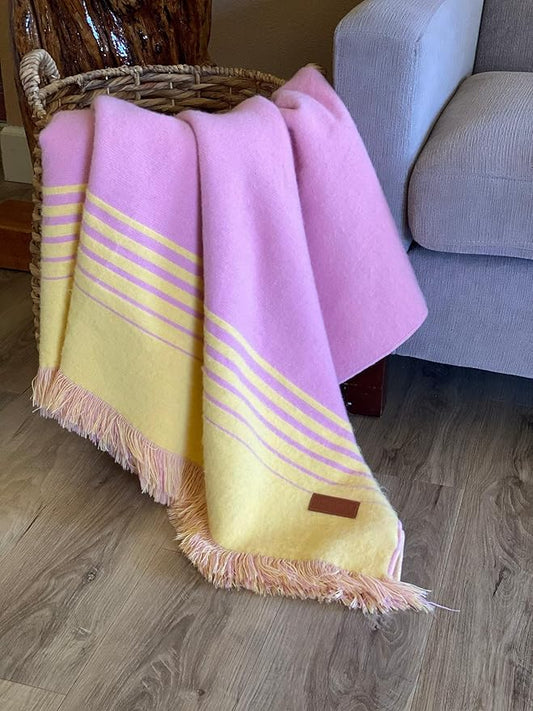 Pink and Yellow Woven Throw