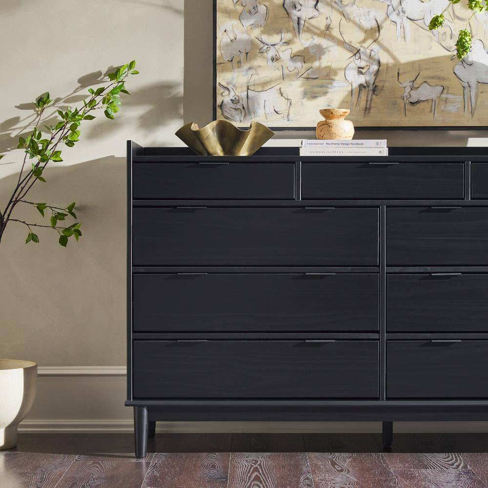 Mid-Century Wood Black Dresser