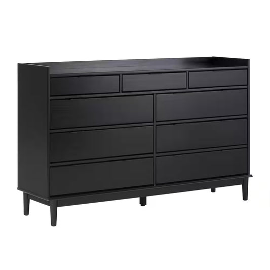 Mid-Century Wood Black Dresser