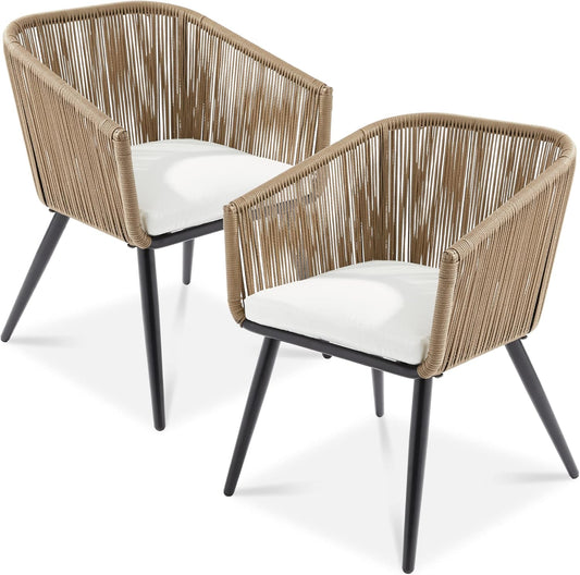 Woven Wicker Outdoor Chairs 2 Pieces