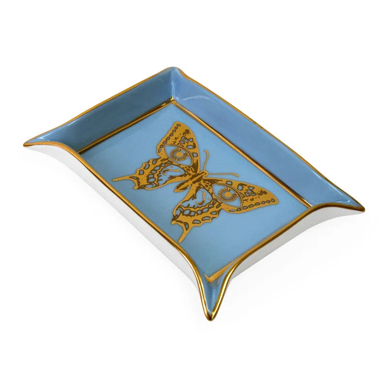 Angled view of mariposa tray with white background