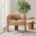 Load image into Gallery viewer, brenton barrel chair next to window and side table and in front of faux plant

