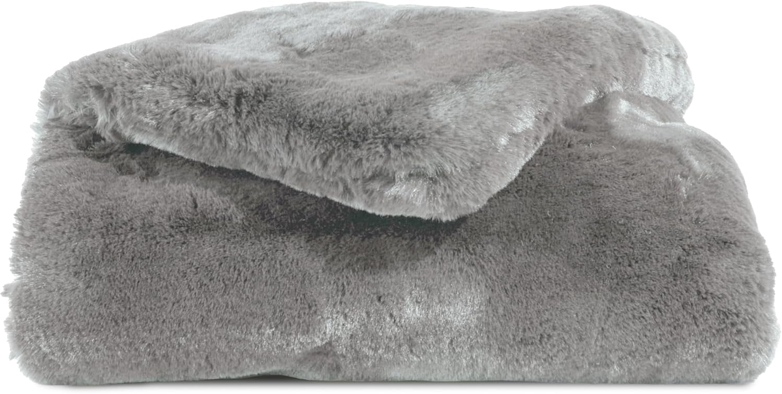 Soft gray Charlie Luxury Throw Blanket made of plush faux fur polyester for cozy warmth and comfort