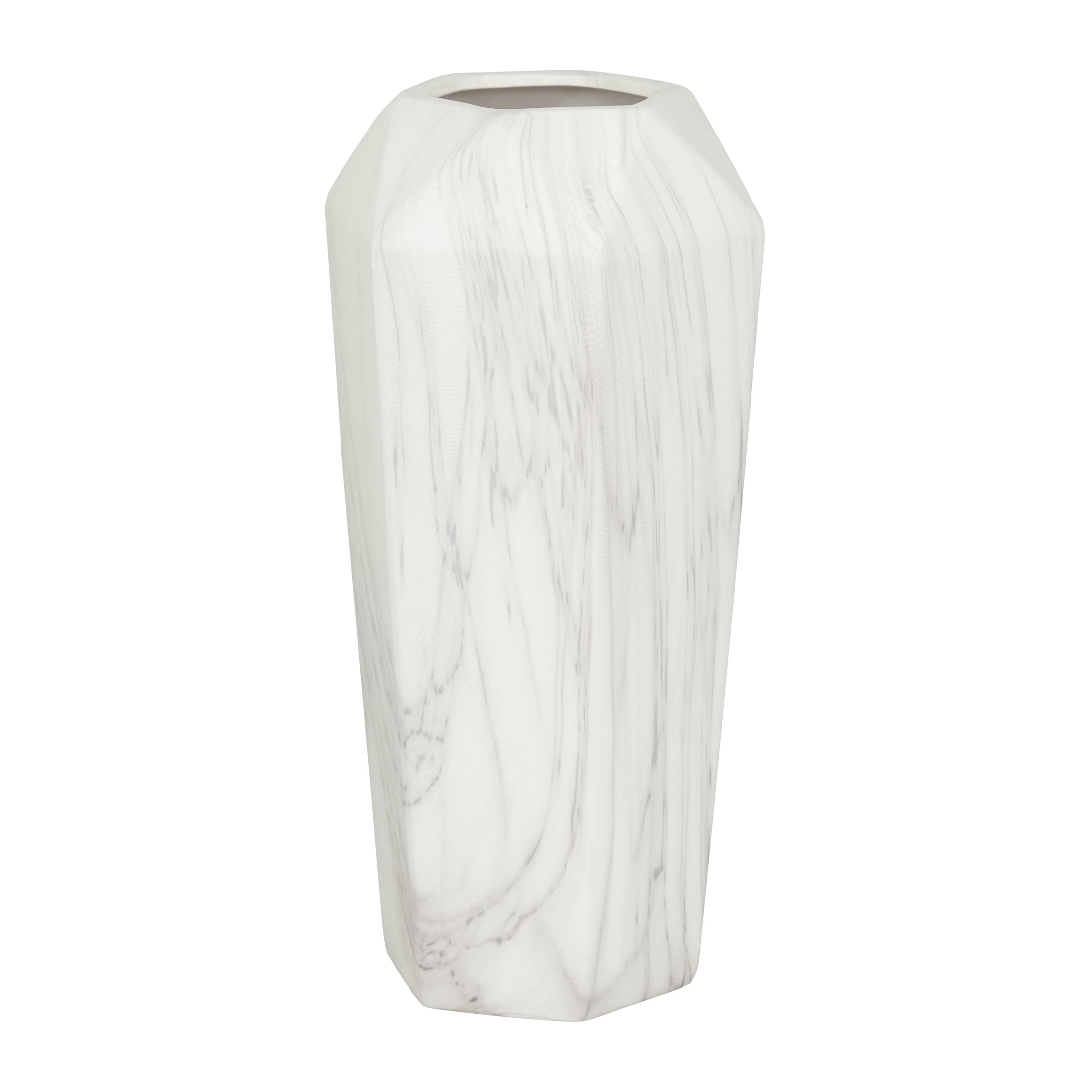 Faux Marble White Ceramic Vase