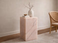 Load image into Gallery viewer, Emma Pink Onyx Table in a room with vase and books on it
