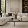 Load image into Gallery viewer, Francesco Coffee Table is across from the sofa with a vase on it and a book
