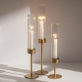 Load image into Gallery viewer, GOLD CANDLE HOLDER 3 PC
