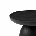 Load image into Gallery viewer, HARLOW BLACK ACCENT TABLE close up of wood grain and the top of the table
