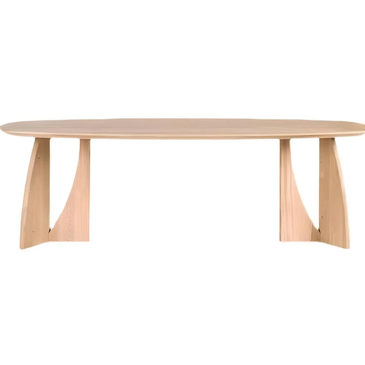 A House of Effy MODERN DINING TABLE featuring a smooth, rectangular surface crafted from premium wood, with unique, curved legs that add a touch of contemporary elegance.