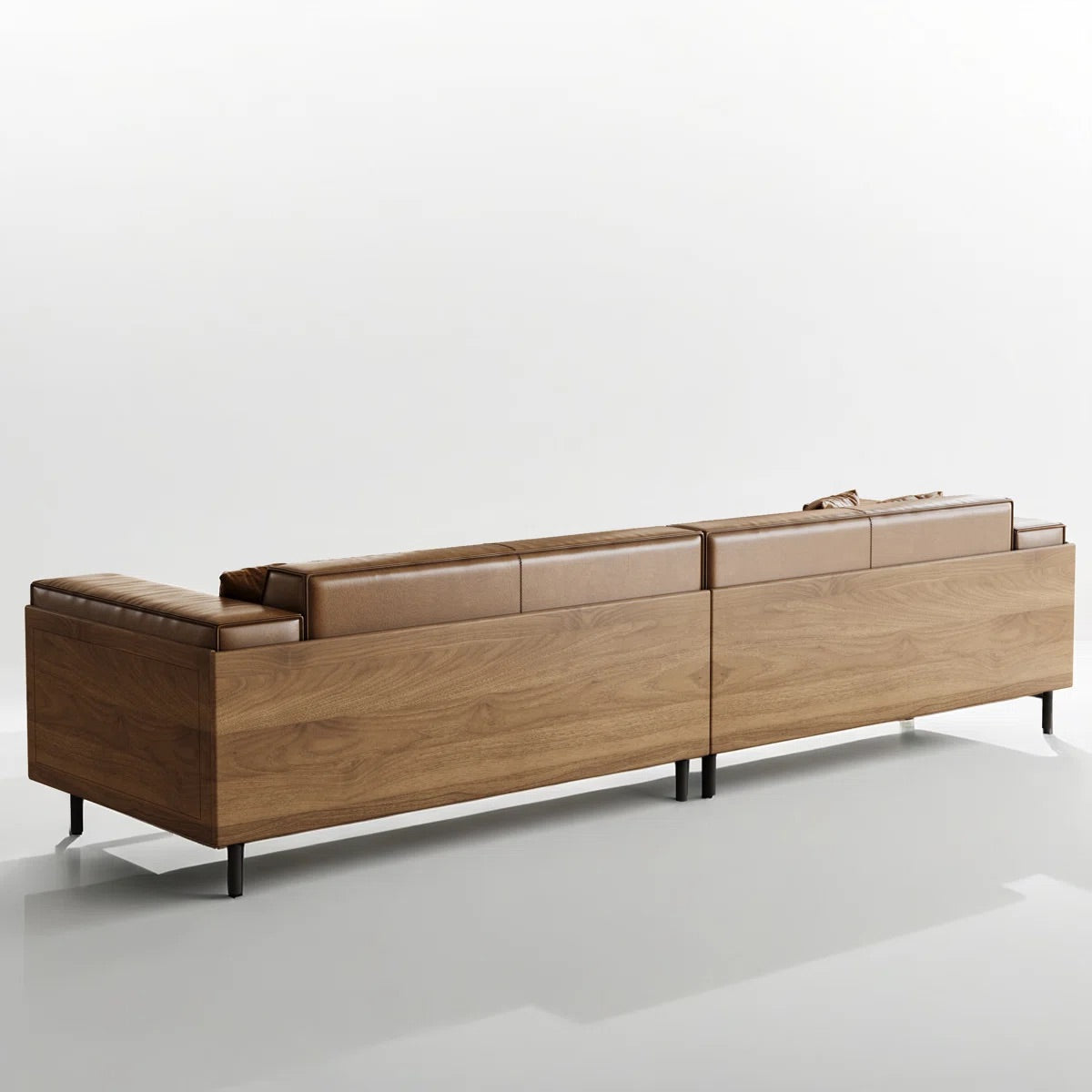 Leather 2-Cushion Sofa Back View With White Background