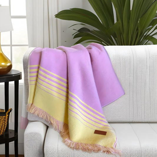 Pink and Yellow Woven Throw