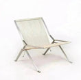 Load image into Gallery viewer, Contemporary beige MODERN LOUNGE CHAIR with a metal frame and woven seat and backrest, isolated on a white background by House of Effy.
