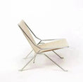 Load image into Gallery viewer, A contemporary beige MODERN LOUNGE CHAIR with a metal frame, set against a plain white background by House of Effy.
