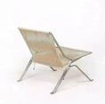 Load image into Gallery viewer, Contemporary MODERN LOUNGE CHAIR with a metallic frame and tan woven seat and backrest, positioned on a plain white background by House of Effy.
