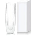 Load image into Gallery viewer, An elegant addition to any sleek drinkware collection, a clear double-walled glass joins a plain, tall white box in the House of Effy ESPRESSO SHOT GLASSES set.
