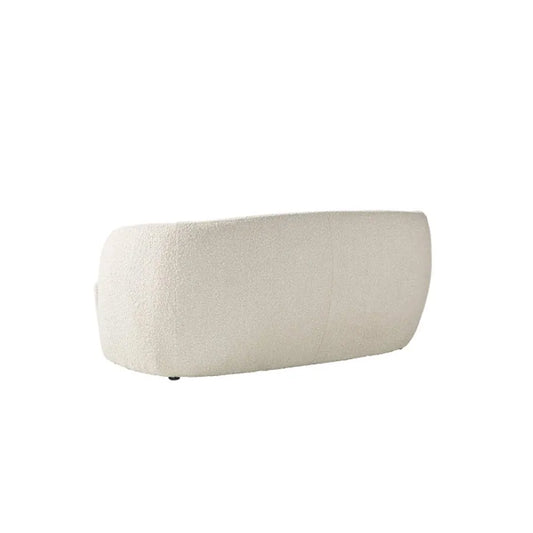 Modern off-white House of Effy boucle sofa isolated on a white background.