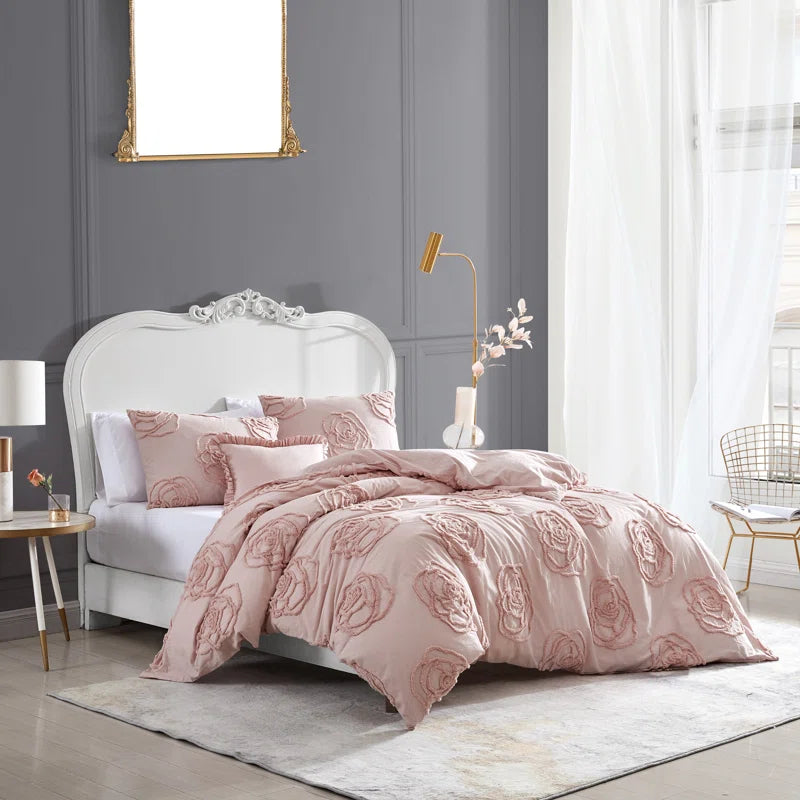 Rose Cotton Pink Duvet Cover Set