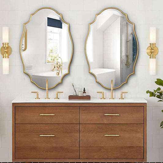 Scalloped Oval Mirror Gold