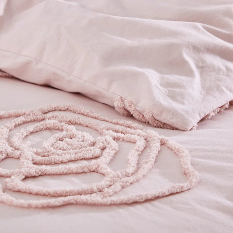 Rose Cotton Pink Duvet Cover Set