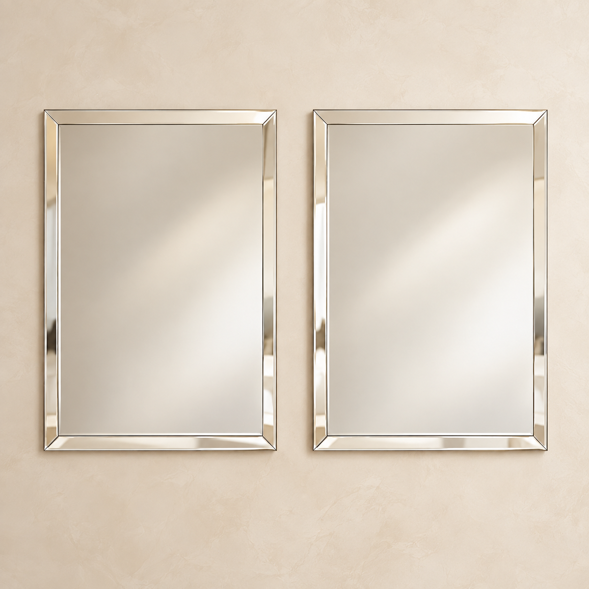 beveled wall mirror with another beveled wall mirror