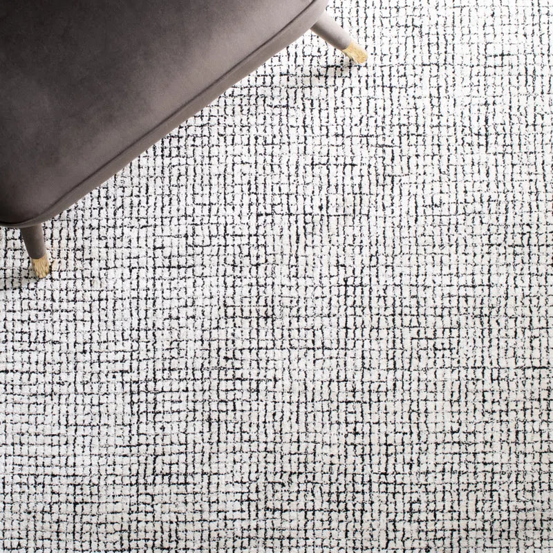 area rug under chair above view