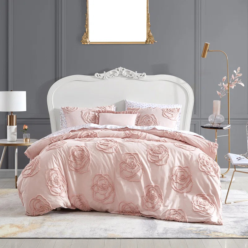 Rose Cotton Pink Duvet Cover Set