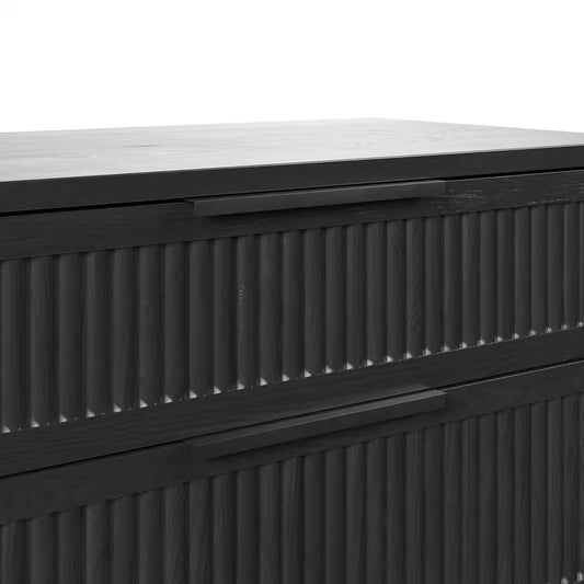 Black Wooden Reeded Dresser