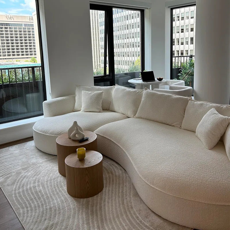 Curved Boucle Sectional Sofa