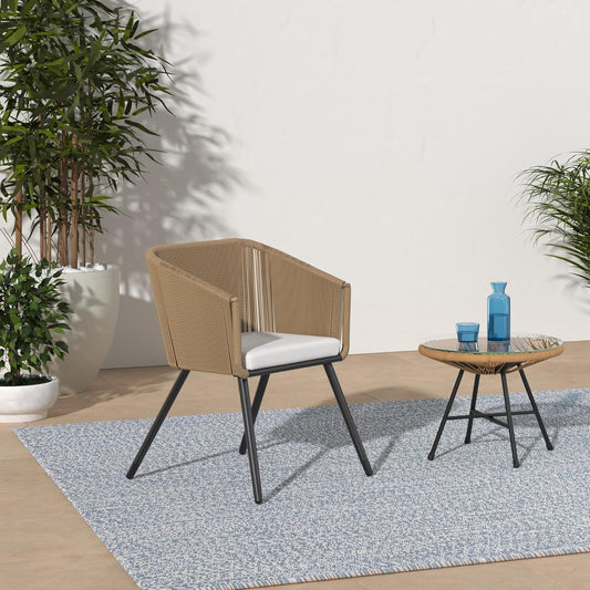 Woven Wicker Outdoor Chairs 2 Pieces