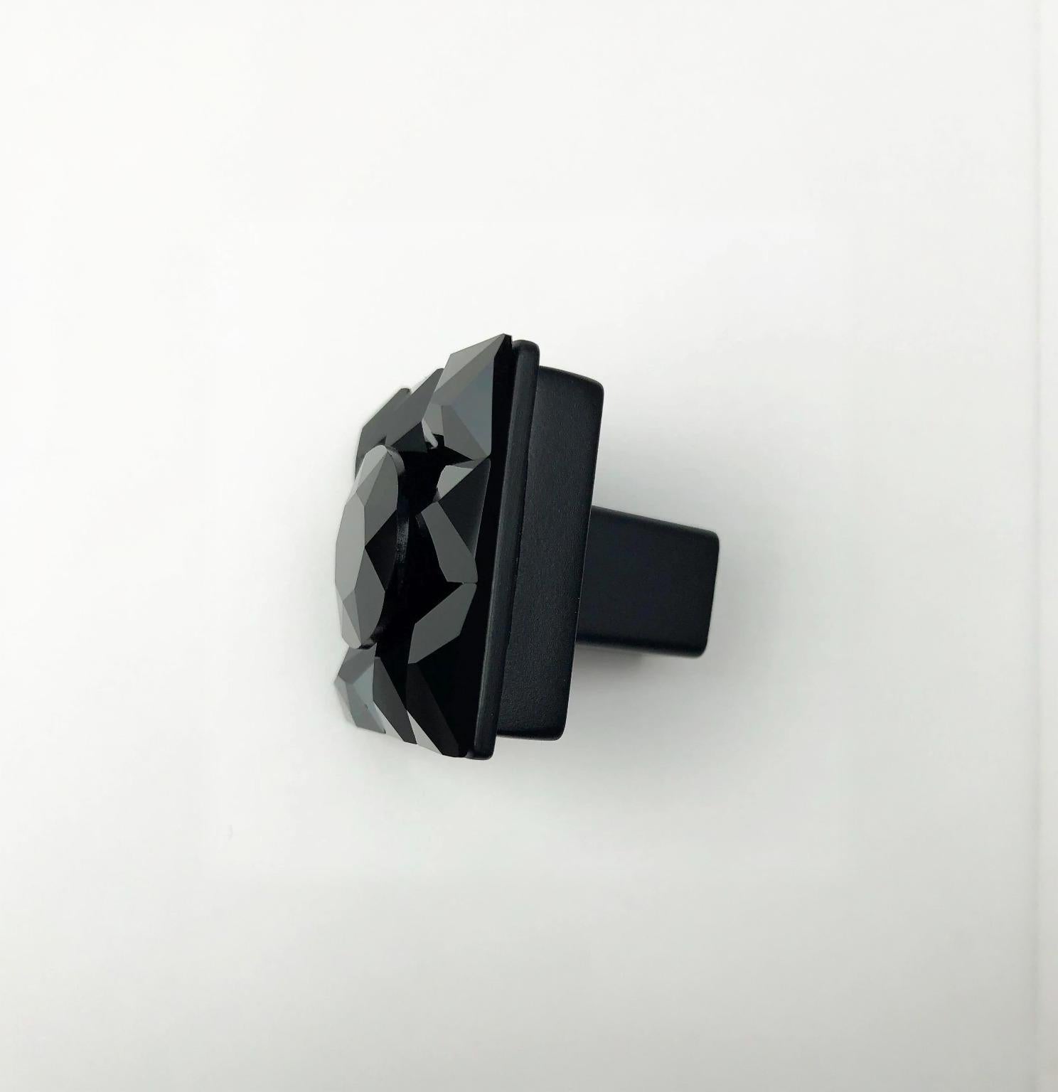 black crystal cabinet knob side view in white space