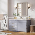 Load image into Gallery viewer, Brushed Nickel Bathroom Mirror in bathroom over the vanity
