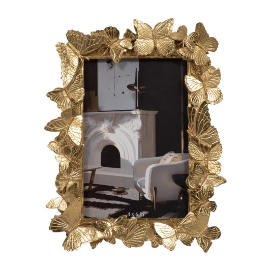 gold picture frame with white background